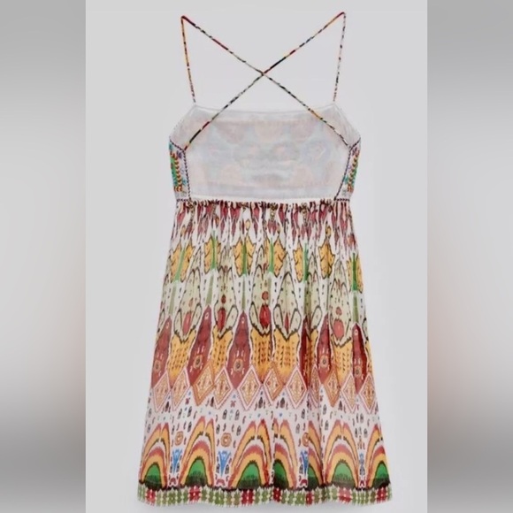 🦋 BLOGGERS FAVORITE 🦋 ZARA MULTICOLOURED SHORT EMBROIDERED DRESS SIZE S - Picture 13 of 16
